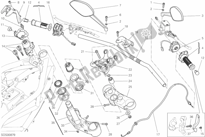 Alle onderdelen voor de Stuur En Bedieningselementen van de Ducati Monster 659 Australia 2019